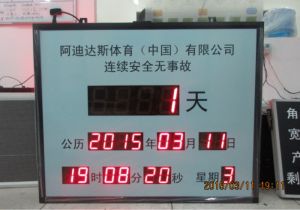 阿迪達(dá)斯中國(guó)安全無(wú)事故天數(shù)看板